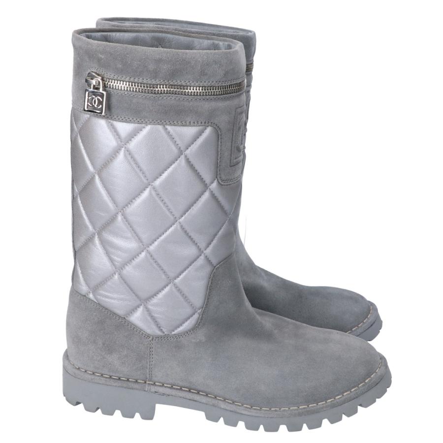 CHANEL 美品/ シャネル G26537 コココクーン スエードxレザー ブーツ 
