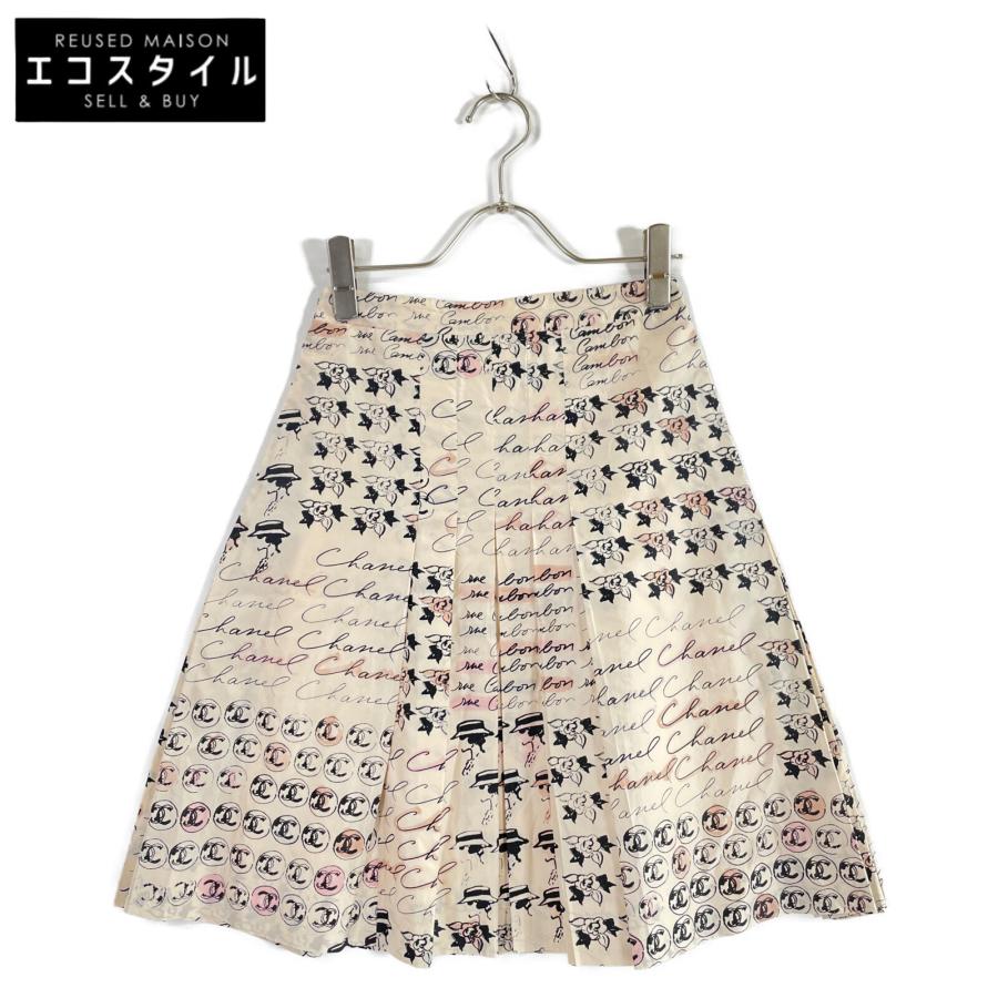 美品/ CHANEL シャネル 06C P27749V17427 アイコンプリント シルク  