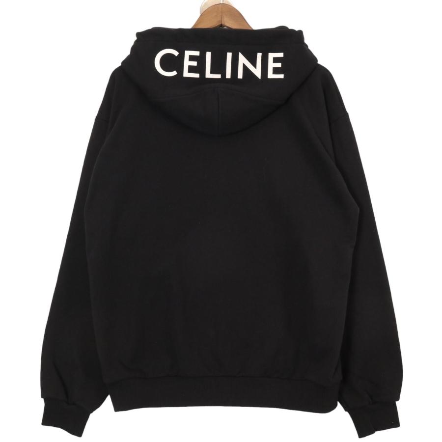 CELINE セリーヌブラック ジップ アップ ルーズ フーディ パーカー