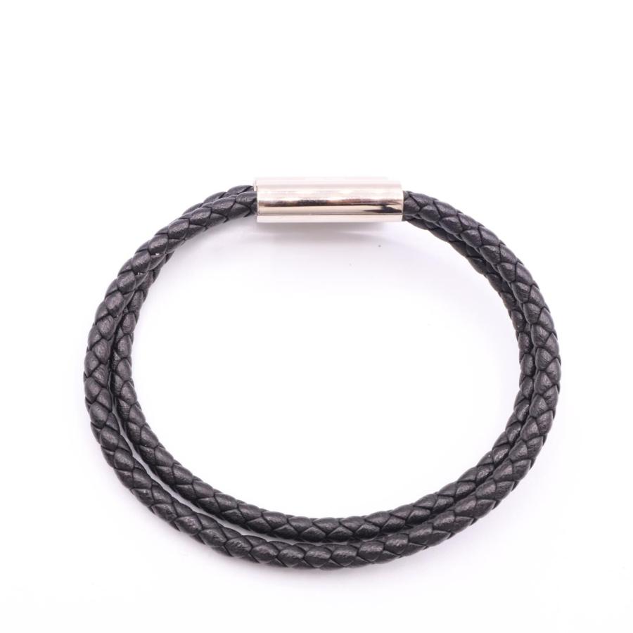 HERMES エルメス トゥルニ トレッセ ブレスレット ブラック/シルバー