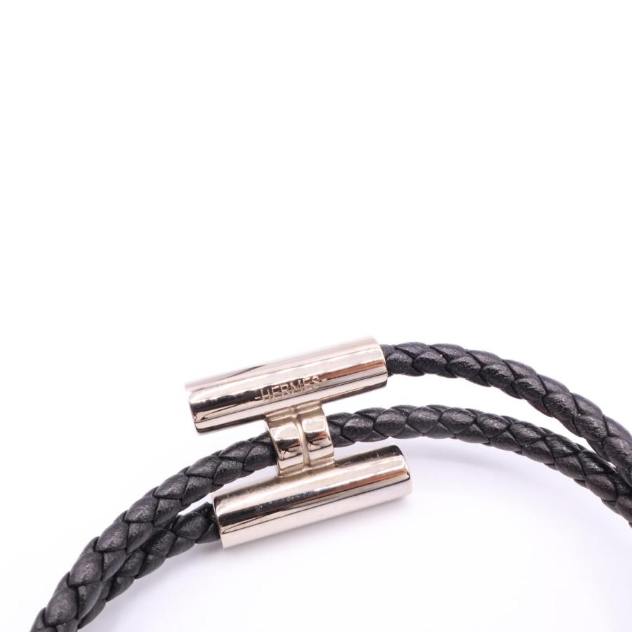 HERMES エルメス トゥルニ トレッセ ブレスレット ブラック/シルバー