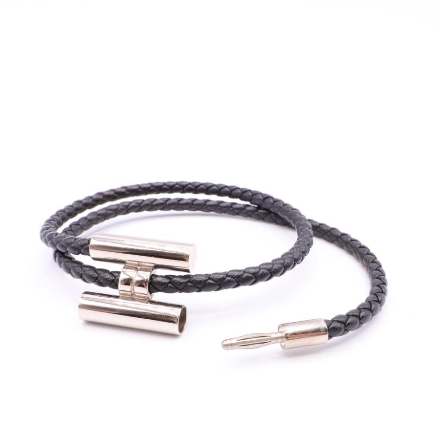 HERMES エルメス トゥルニ トレッセ ブレスレット ブラック/シルバー