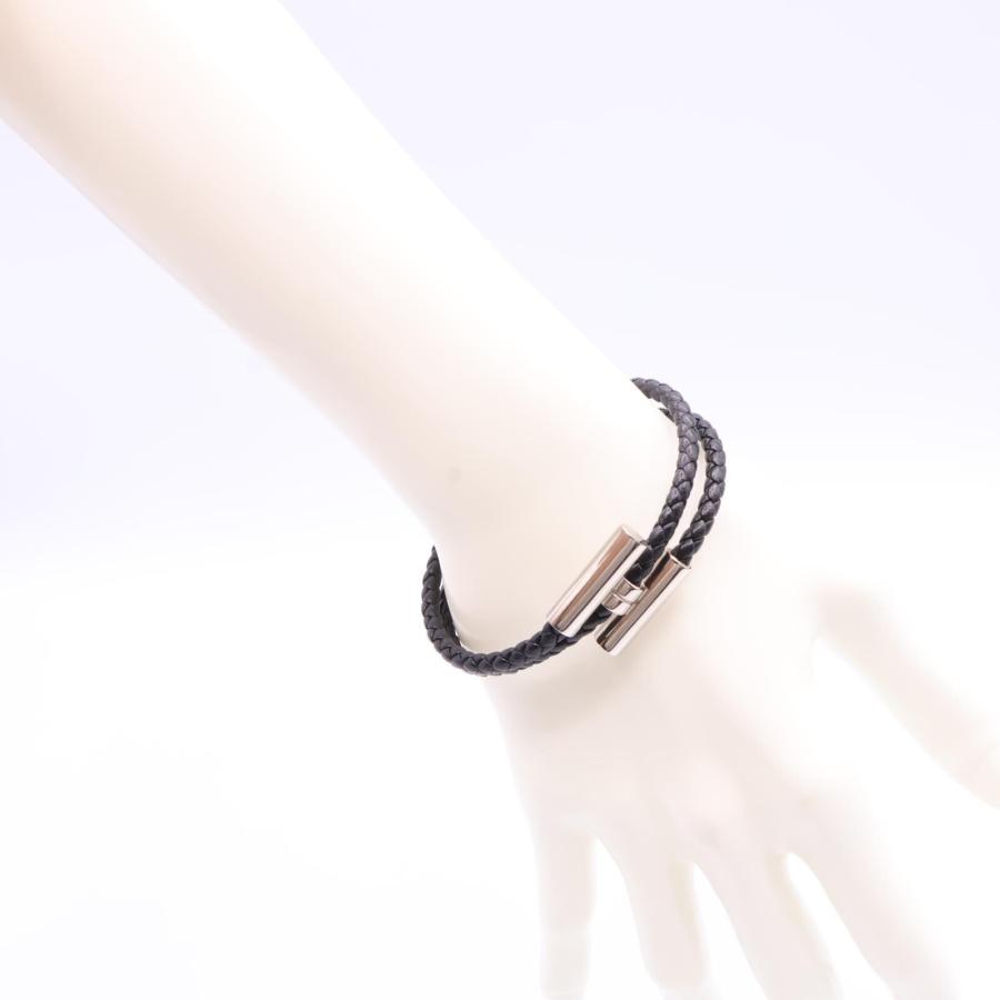 HERMES エルメス トゥルニ トレッセ ブレスレット ブラック/シルバー