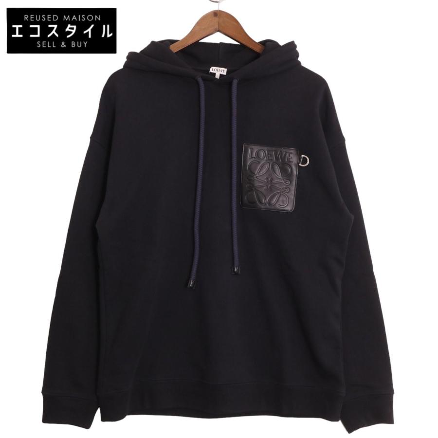 LOEWE / パーカー/S/コットン/BLK/H526Y25J12 LOEWE（ロエベ） H526Y25J12 22SS ブラック アナグラム レザーパッチ