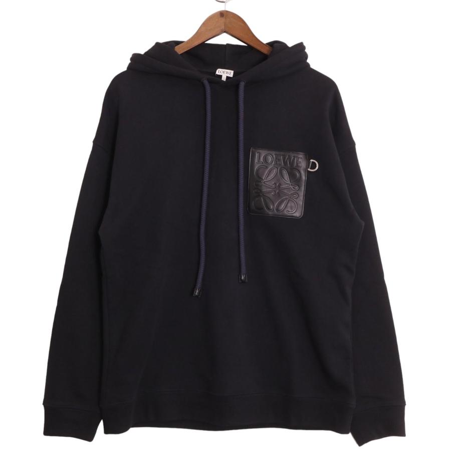 定価12万　LOEWE ロエベ レザーパッチフーディ XS KPOP クロップド LOEWE（ロエベ） H526Y25J12 22SS ブラック アナグラム レザーパッチ