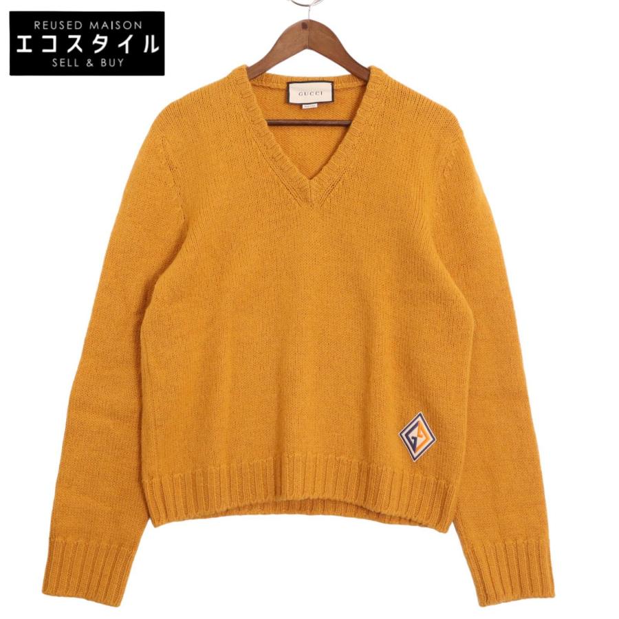 GUCCI（グッチ） 571545 イエロー ウール GGロゴパッチニット イエロー