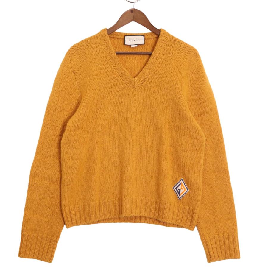 GUCCI（グッチ） 571545 イエロー ウール GGロゴパッチニット イエロー
