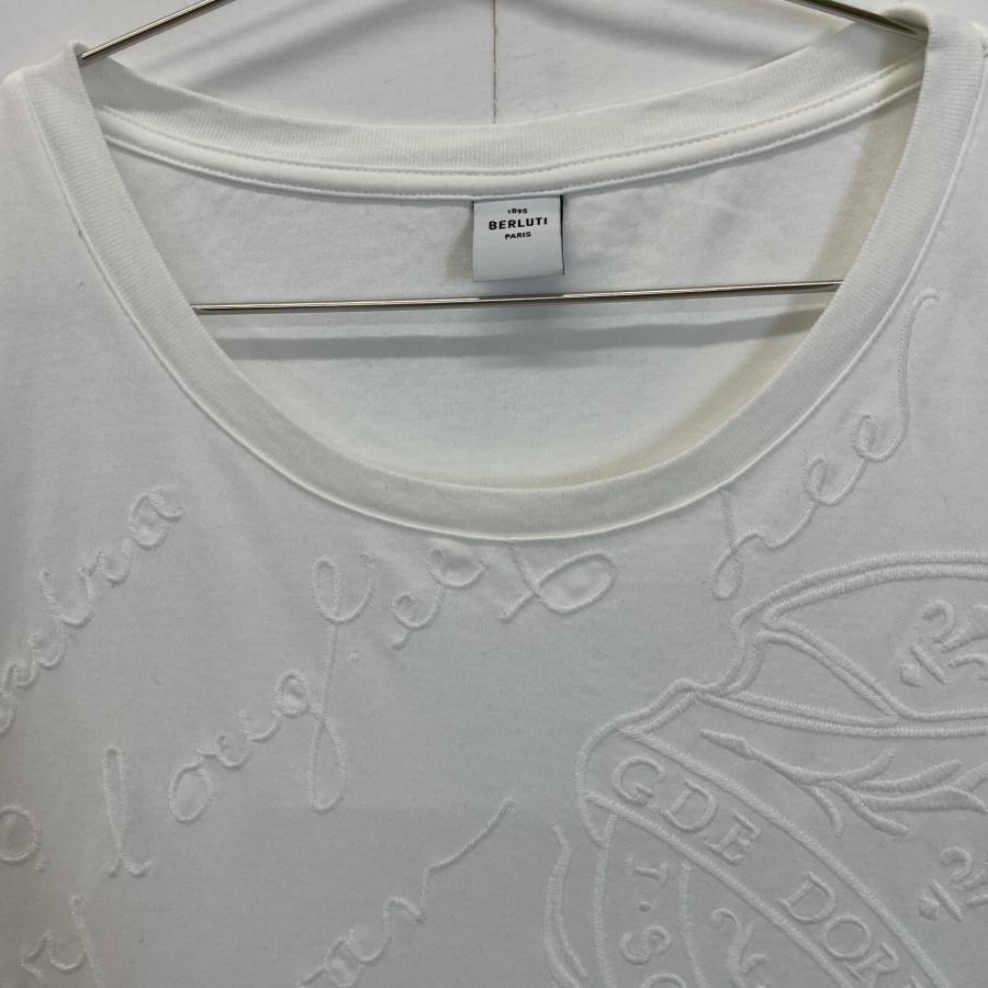 Berluti ベルルッティ ホワイト カリグラフィ刺繍 半袖Tシャツ 3XL 