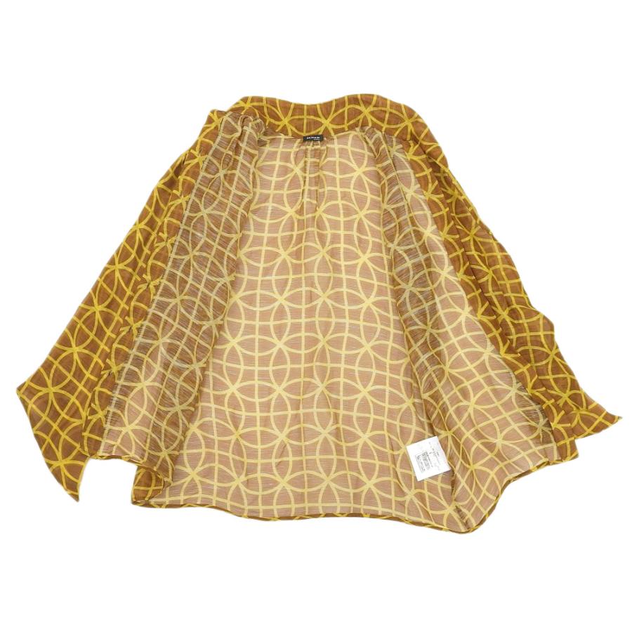 美品 Kiton キートン 総柄 シルクリネン ボウタイブラウス レディース  