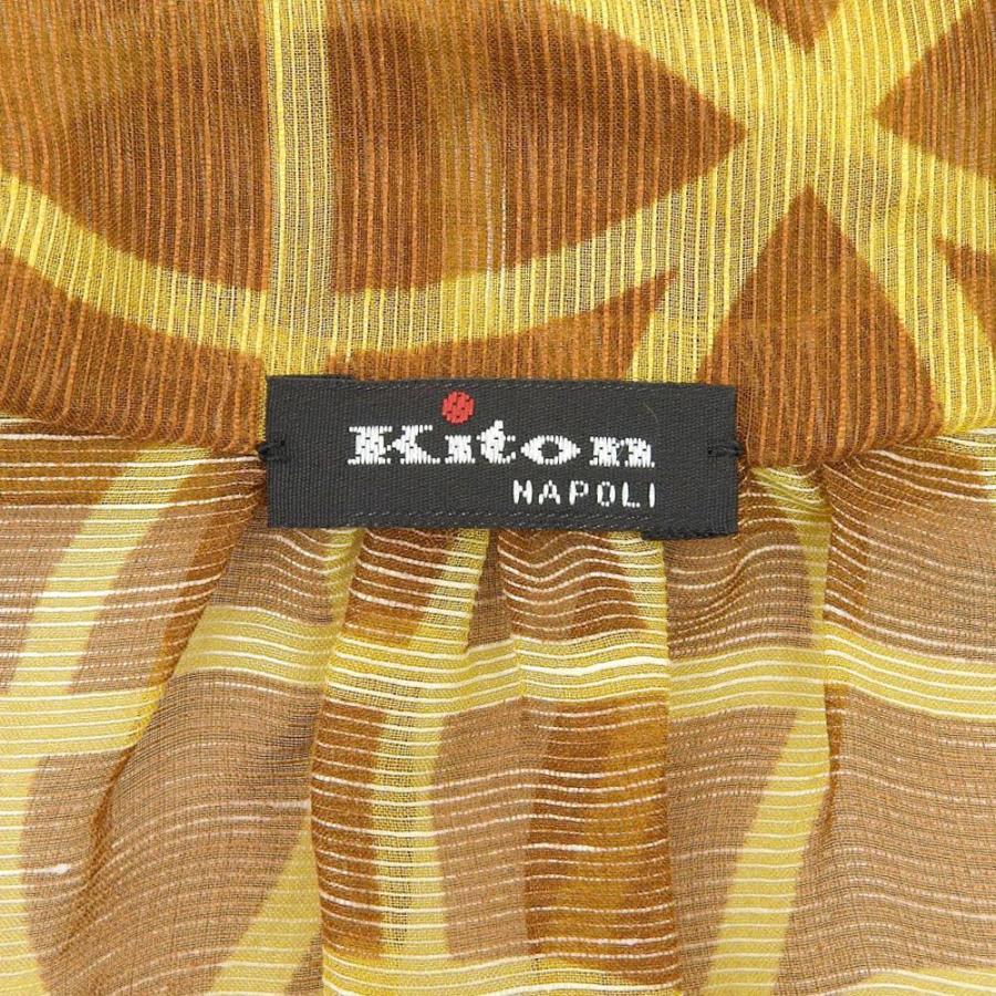 美品 Kiton キートン 総柄 シルクリネン ボウタイブラウス レディース  