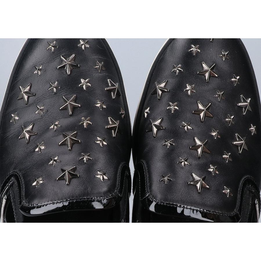 JIMMY CHOO ジミーチュウ シルバースタースタッズ レザー スリッポン 