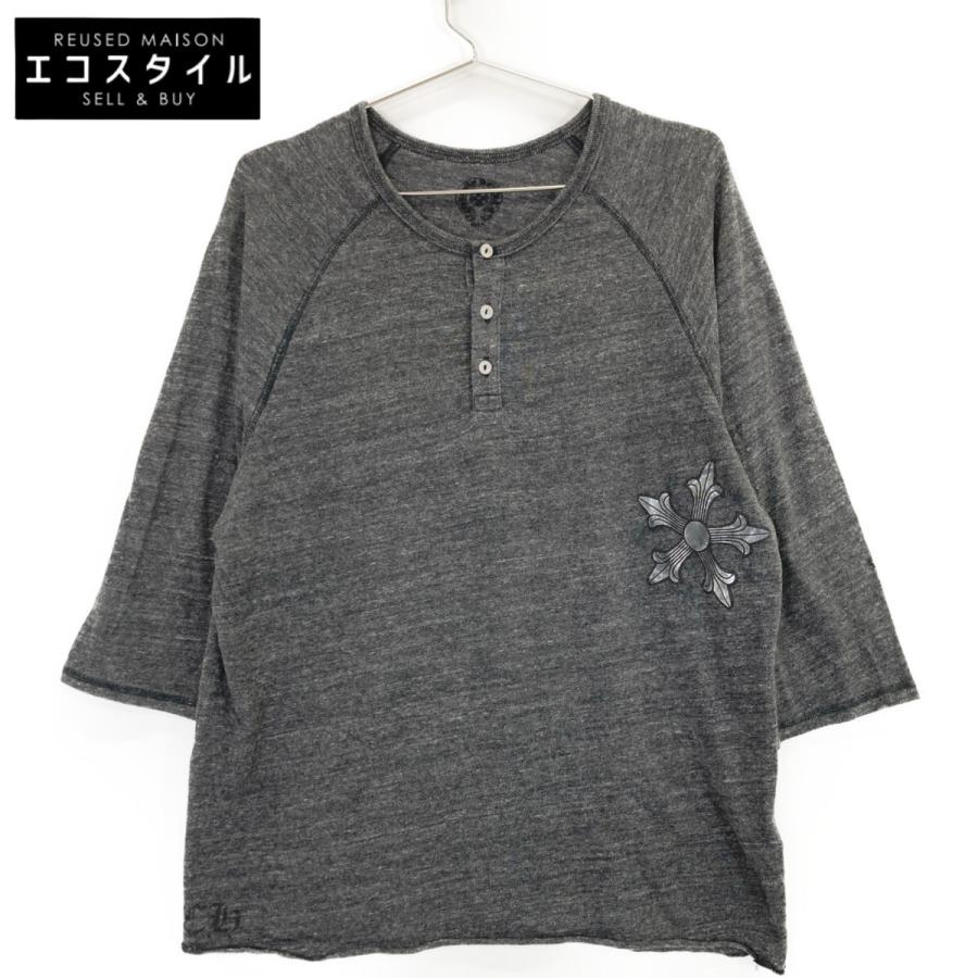 クロムハーツ 7分袖 ヘンリーネック Tシャツ メンズ　グレー CHROME HEARTS クロムハーツ ヘンリーネック 7分袖 カットソー T