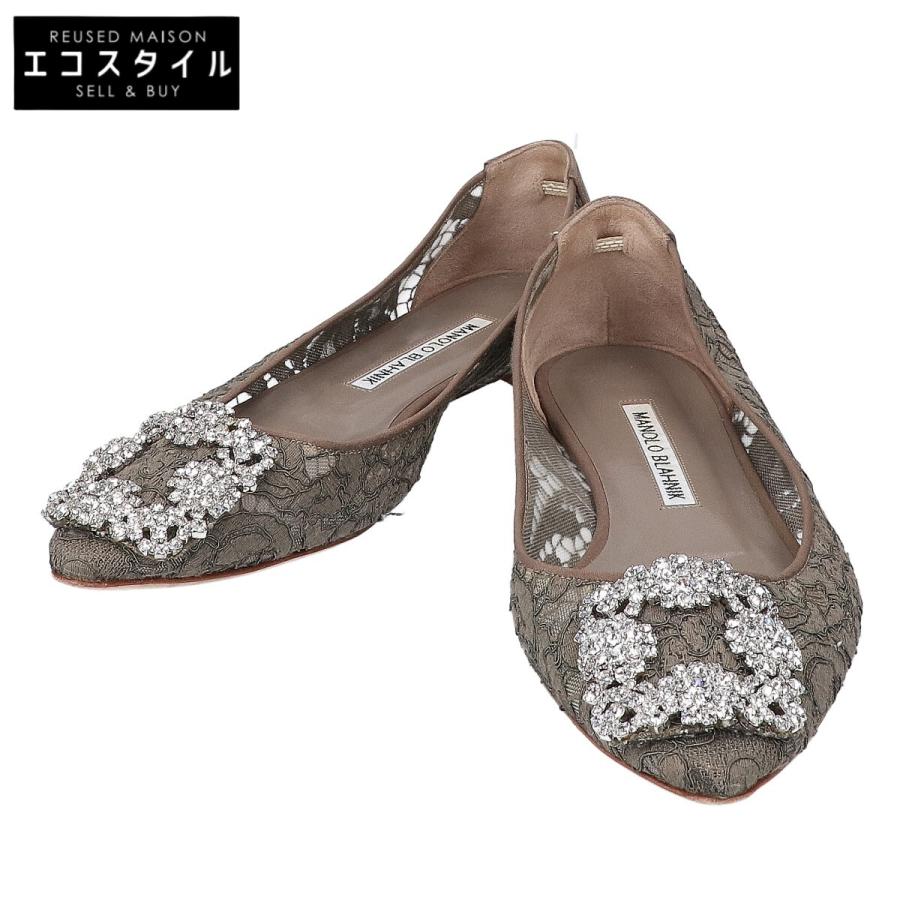 MANOLO BLAHNIK マノロブラニク HANGISI FLAT ハンギシ サテン/レース  