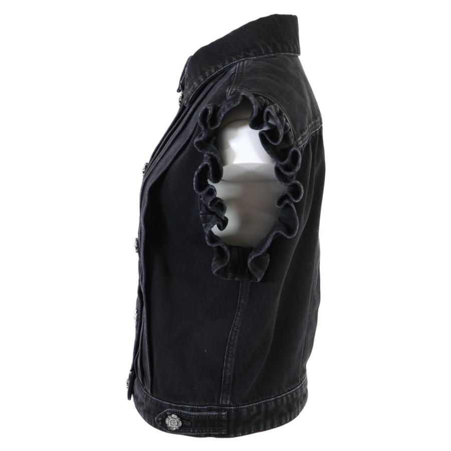CHANEL - シャネル 美品 国内正規 24AW P77615 V69611 NZ599 ビジュー グリポアボタン ウォッシュドデニム フリルベスト ジレ 34 CHANEL（シャネル） 美品 国内正規 24AW P77615 V69611 NZ599 ビジュー