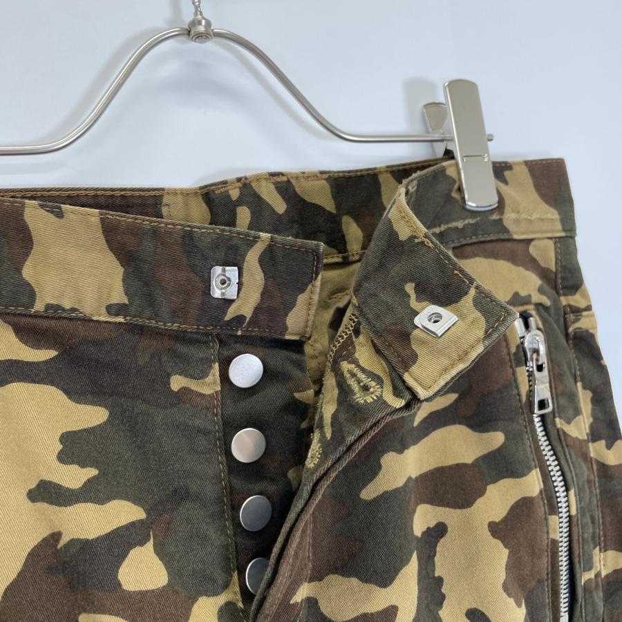BALMAIN バルマン 17SS カーキ カモ柄 デストロイ加工 バイカーパンツ 
