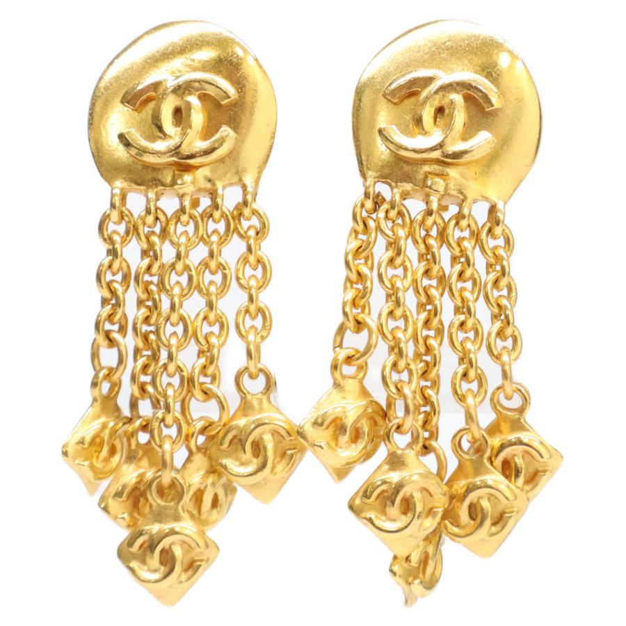CHANEL シャネル 96P ココマーク チェーン イヤリング イエロー