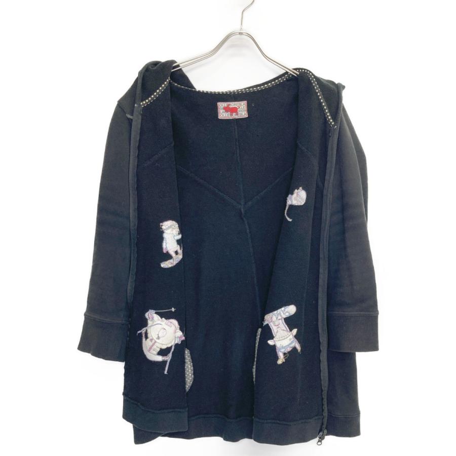 OLLEBOREBLA アルベロベロ ブラック 豚さん スキー 刺繍 ジップ パーカ