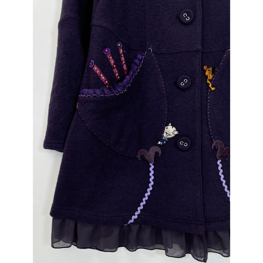 OLLEBOREBLA アルベロベロ パープル 豚さん 動物刺繍 ビジュー ノー