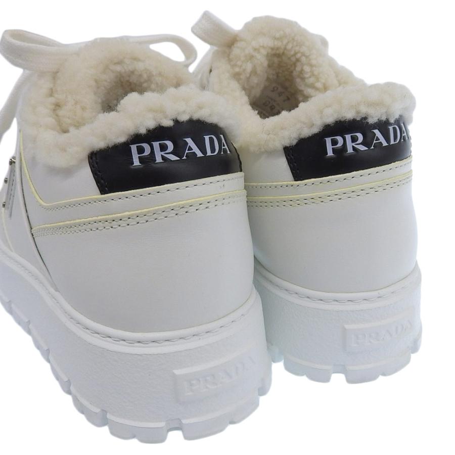 PRADA（プラダ） 三角ロゴ レザー×ボア ムートン 厚底スニーカー