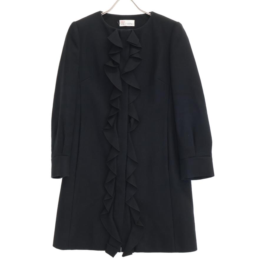 未使用*VALENTINO*レッドヴァレンチノ　フリルチュニック　フレア　黒40 RED VALENTINO レッドヴァレンチノ V11210R 11AW ブラック センター