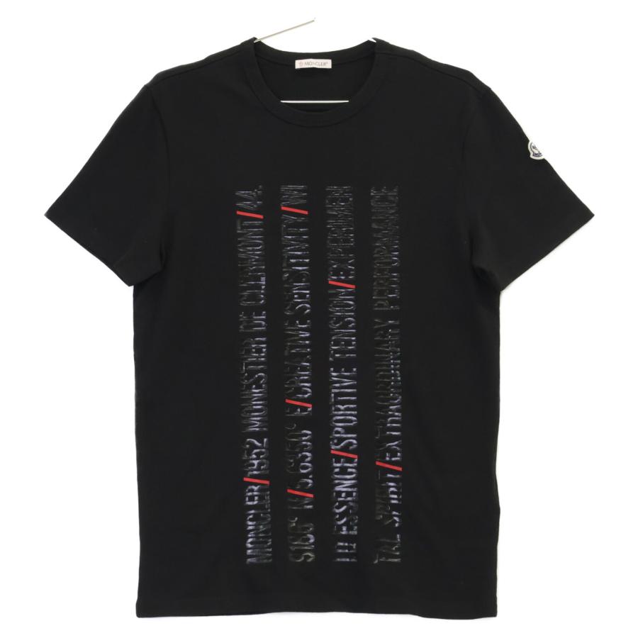 MONCLER モンクレール ﾌﾞﾗｯｸ ﾊﾞｯｸﾛｺﾞ異素材ﾐｯｸｽ ｸﾙｰﾈｯｸTｼｬﾂ トップス M 