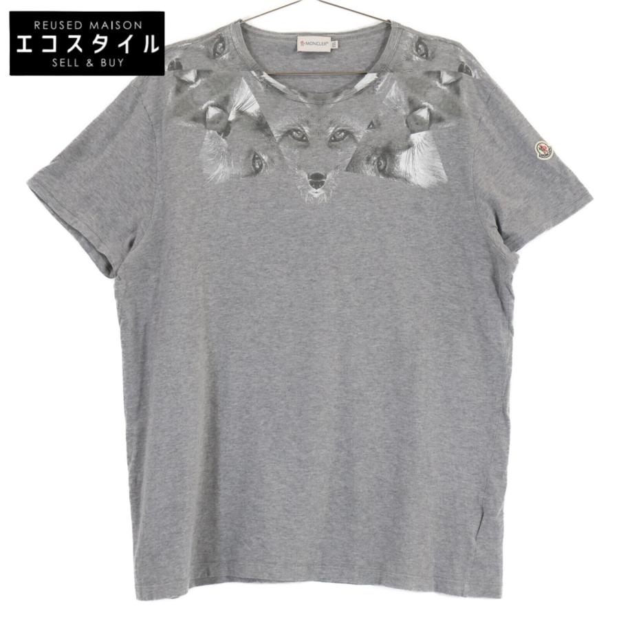 MONCLER モンクレール グレー フォックス柄 袖ワッペン 半袖 Tシャツ 