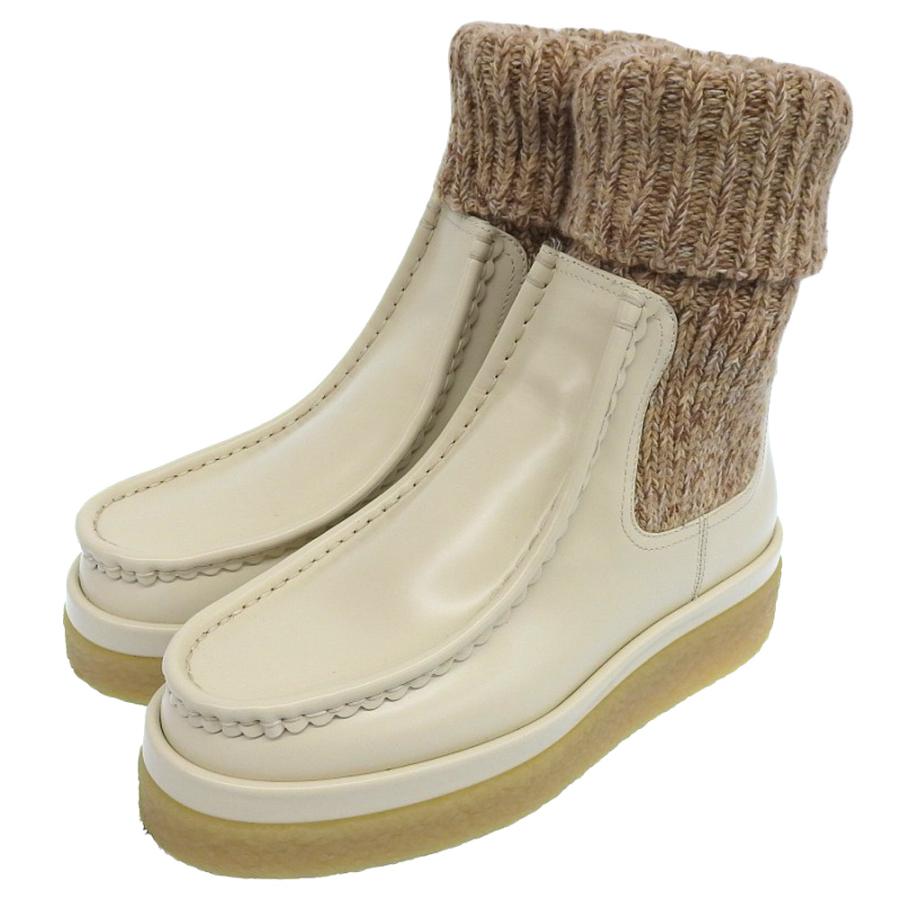 Chloe（クロエ） 美品 JAMIE ANKLE BOOT レザー ニットソックスブーツ