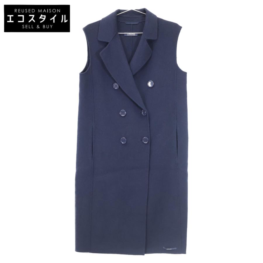 美品 'S Maxmara クチートアマーノ ネイビー ロングベスト ジレ L 美品