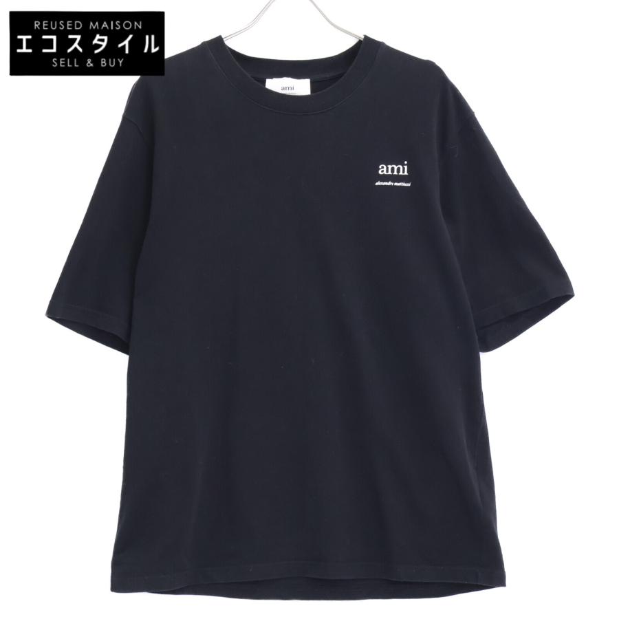 AMI PARIS / Tシャツ/S/コットン/BLK/無地/UTS024.726 AMI PARIS アミパリス UTS024.726 ブラック ロゴプリント Tシャツ M