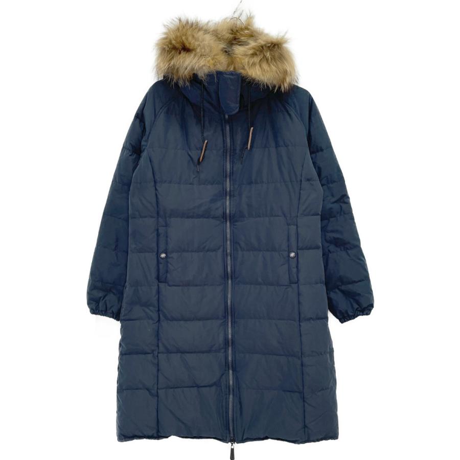 【ハンティングワールド】ダウンコート ファー付き サイズ44 XL 15〜17号 HUNTING WORLD ハンティングワールド 72JK62 ネイビー ファー付
