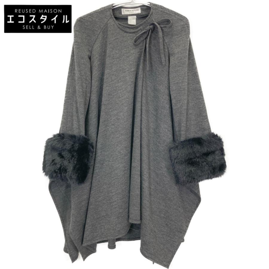 SONIA RYKIEL（ソニアリキエル） グレー コットン ファー ポンチョ