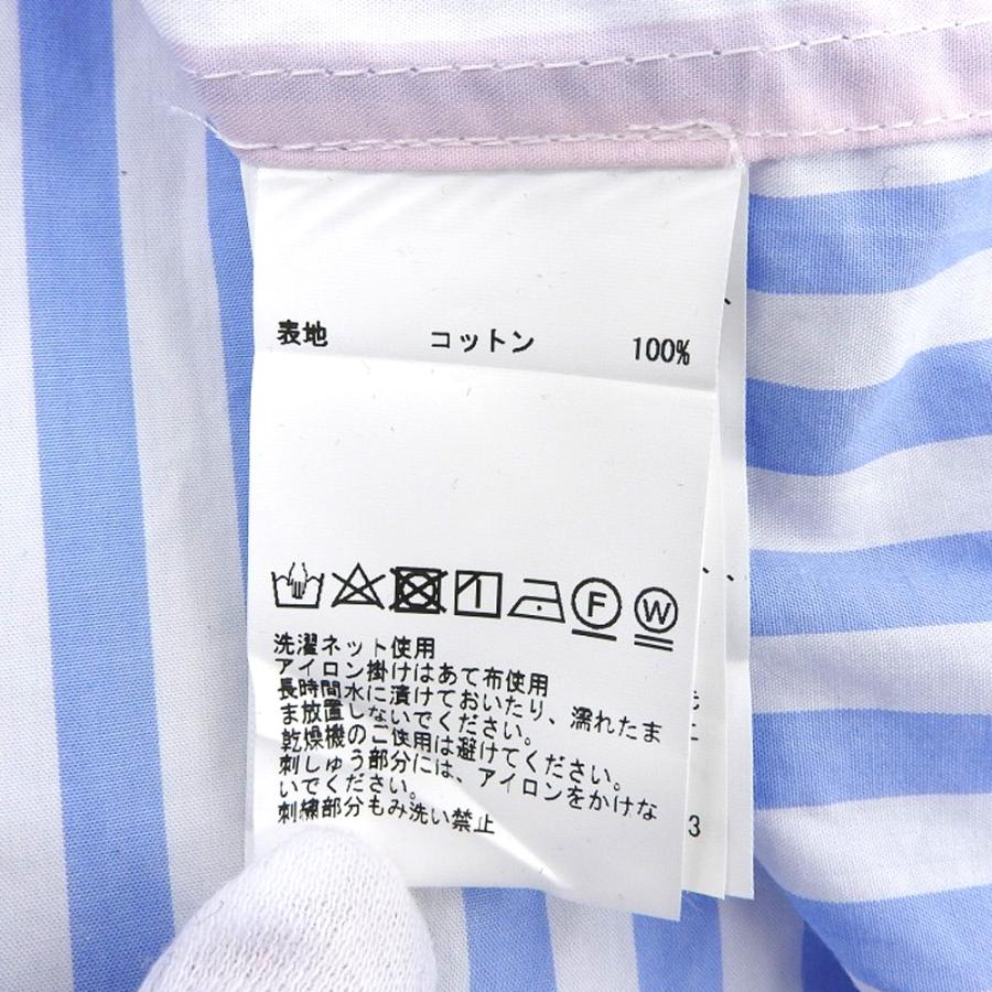 美品 サードマガジン マルチカラー ストライプ柄 オーバーシャツ ゆったり 刺繍 美品 THIRD MAGAZINE サードマガジン ストライプ ワンポイントロゴ