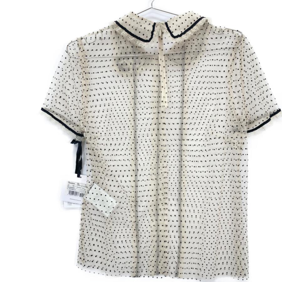 RED VALENTINO レッドヴァレンチノ UR3AE00W57N ﾚｰｽ ﾄﾞｯﾄ 半袖ﾌﾞﾗｳｽ  