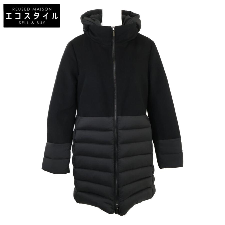 MOORERムーレー　ANGELE-LE ダウンコート　カシミヤ　ブラック　38 美品 MOORER ムーレー ANGELE-LE ウールカシミヤ切替 ダウンコート 44