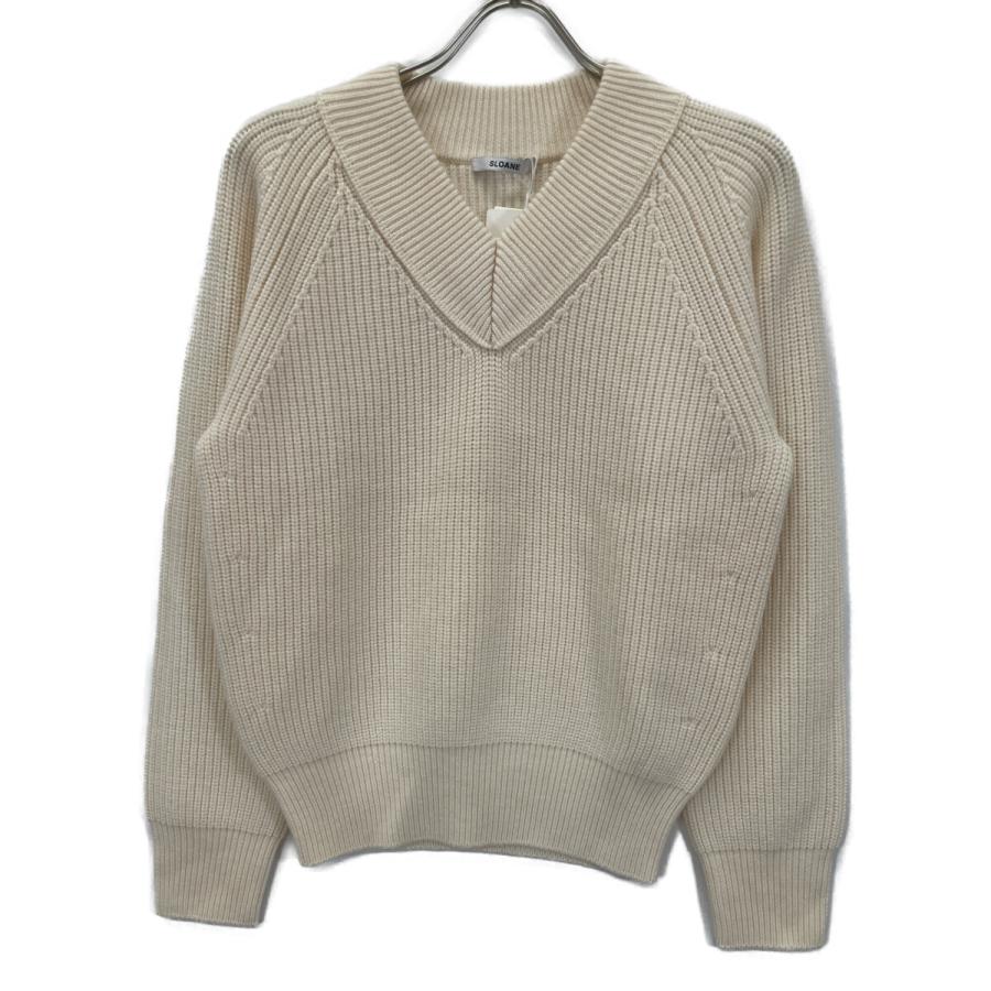 新品同様/ SLOANE スローン SL4W-084 5Gメリノウール畦編み Vネック