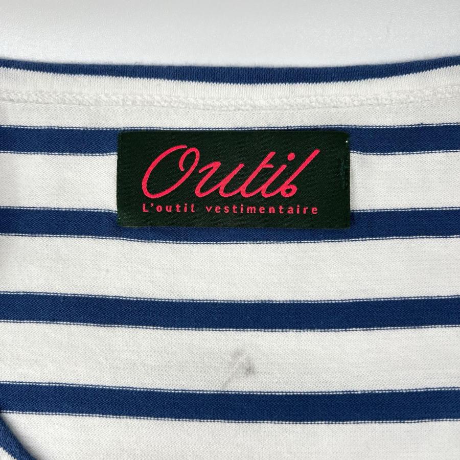 OUTIL ウティ ホワイト×ブルー ボーダー ボートネック バスクシャツ 1