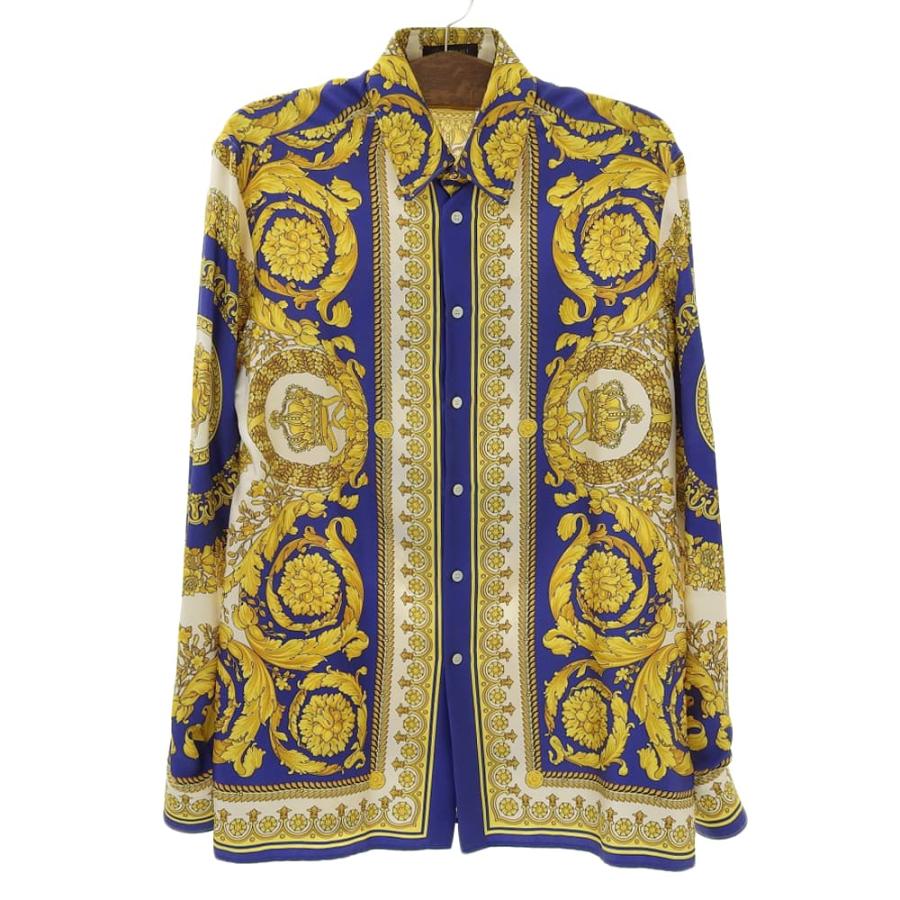 VERSACE ヴェルサーチ バロック柄 総柄 シルク シャツ トップス メンズ