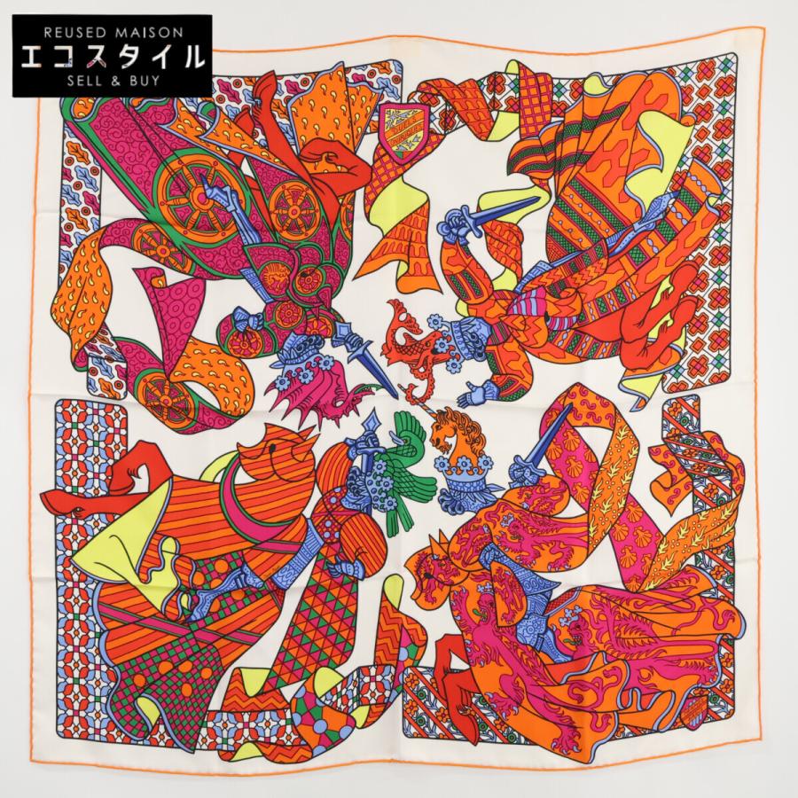 エルメス　カレ90 夢見る決闘　未使用品 美品 HERMES エルメス DUELS ONIRIQUES 夢見る決闘 シルク カレ90