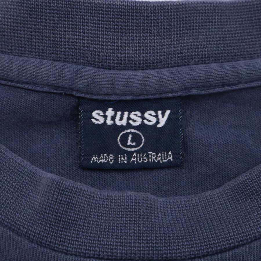 STUSSY（ステューシー） 90'sタグ ネイビー プリント コットン Tシャツ