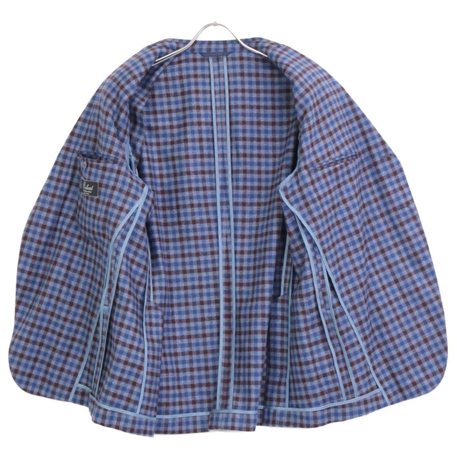 Belvest ベルベスト G10647 ライトブルー チェックジャケット48 Belvest ベルベスト G10647 ブルー×ブラウン ウール チェック JACKET