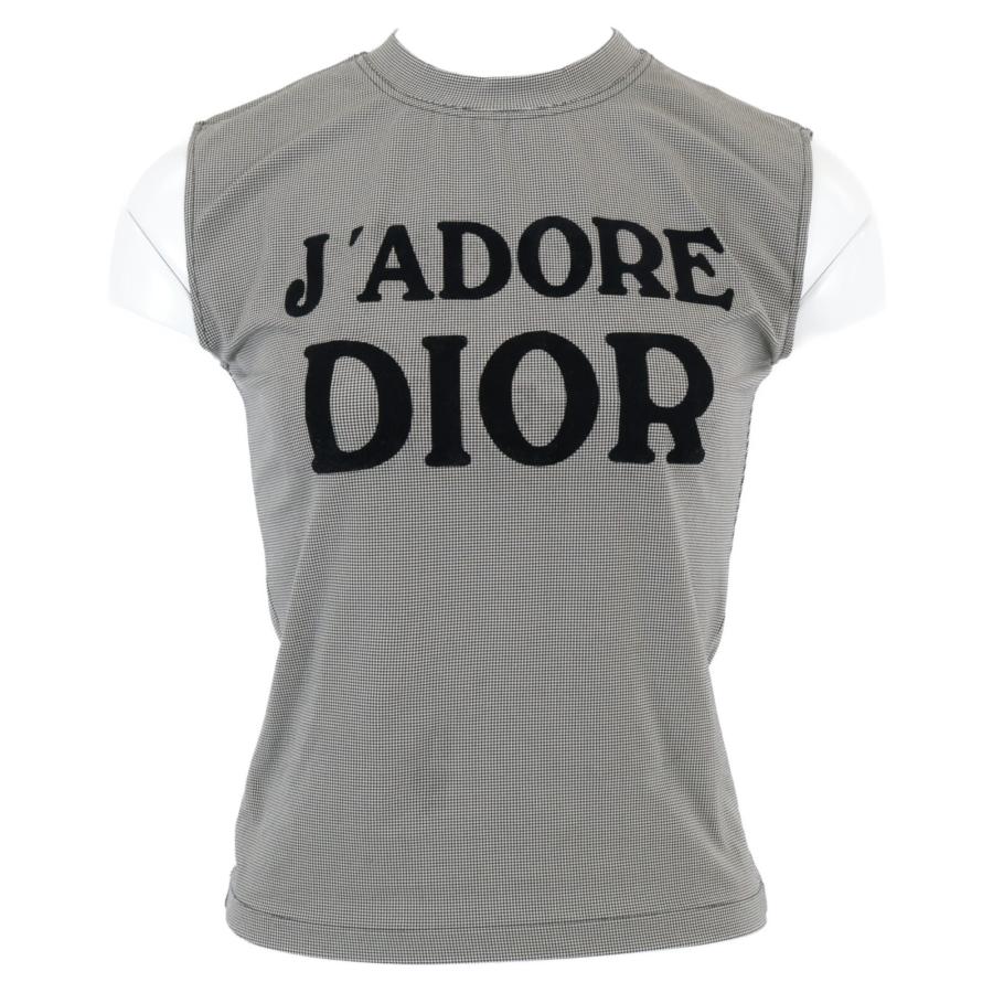 国内正規 Christian Dior クリスチャンディオール 2A12155301 J'ADORE DIOR ハウンドトゥース ノースリーブ カットソー F36の画像