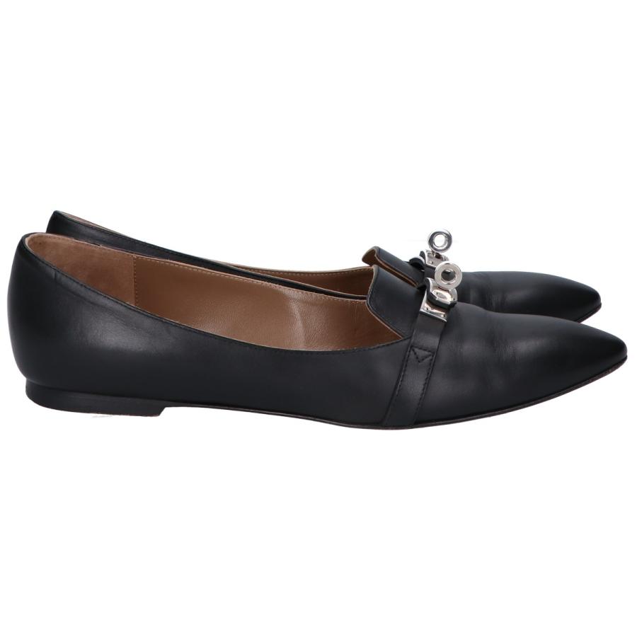 HERMES エルメス ケリー アーモンドトゥ フラット シューズ 38 1/2