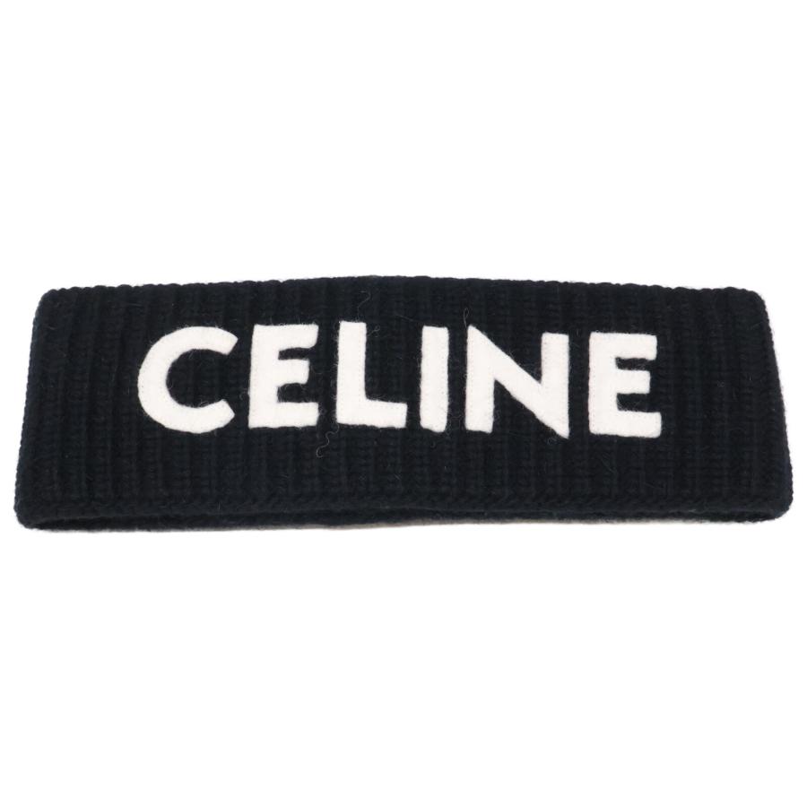 CELINE ブラック ロゴ ヘアバンド ニット ターバン セリーヌ CELINE（セリーヌ） 美品/国内正規 2A42R230O ウール/アンゴラ ロゴ
