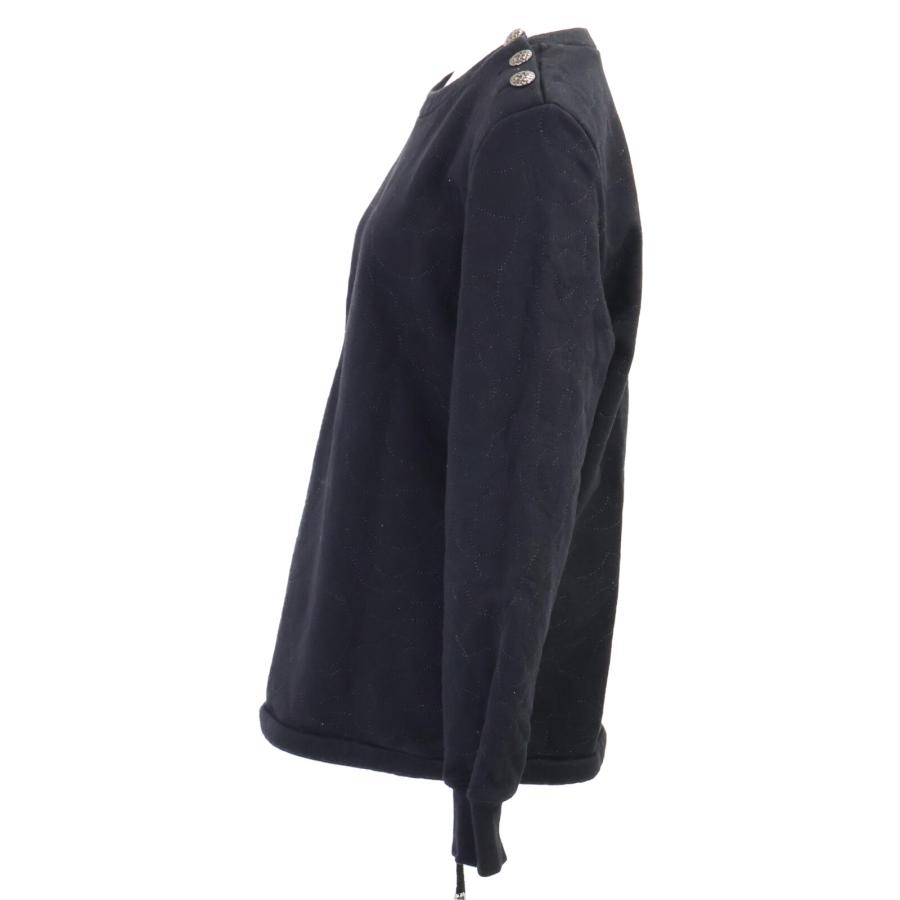 極美品□CHANEL シャネル P59465 ココマークボタン カメリアステッチ 希少サイズ スウェットシャツ ベージュ 46 イタリア製 メンズ CHANEL（シャネル） 美品 P59465K07820 ココマークボタン カメリア刺繍