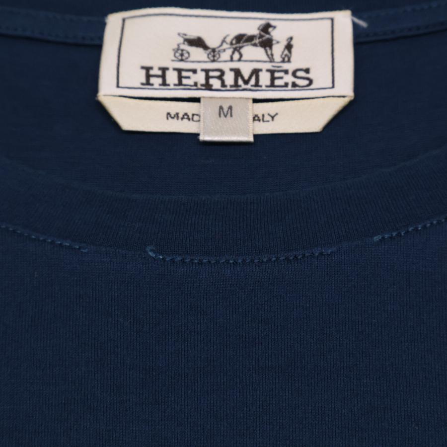 HERMES エルメス コットン100% プリント Tシャツ トップス M ネイビー
