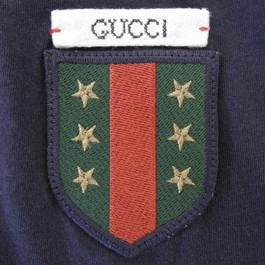 グッチ GUCCI ロゴ刺繍 エンブレム ハーフジップ トリム 半袖シャツ GUCCI（グッチ） コットン エンブレム Tシャツ トップス メンズ