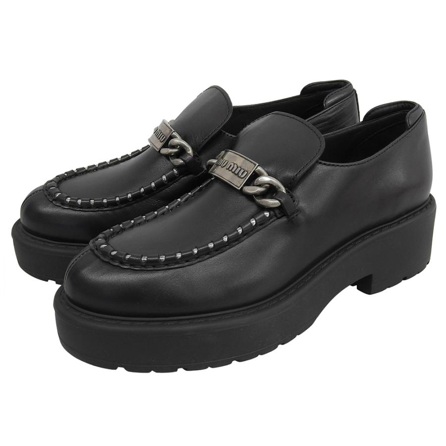 miu miu（ミュウミュウ） 新品同様 厚底 ローファー レザー シューズ