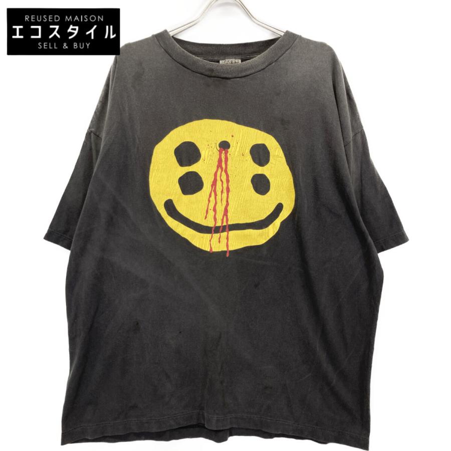 セントマイケル　両面プリントTシャツ　スマイルぶち抜き　CPFMコラボ　Lサイズ SAINT MICHAEL セントマイケル ×CPFM ブラック コットン100 フェード