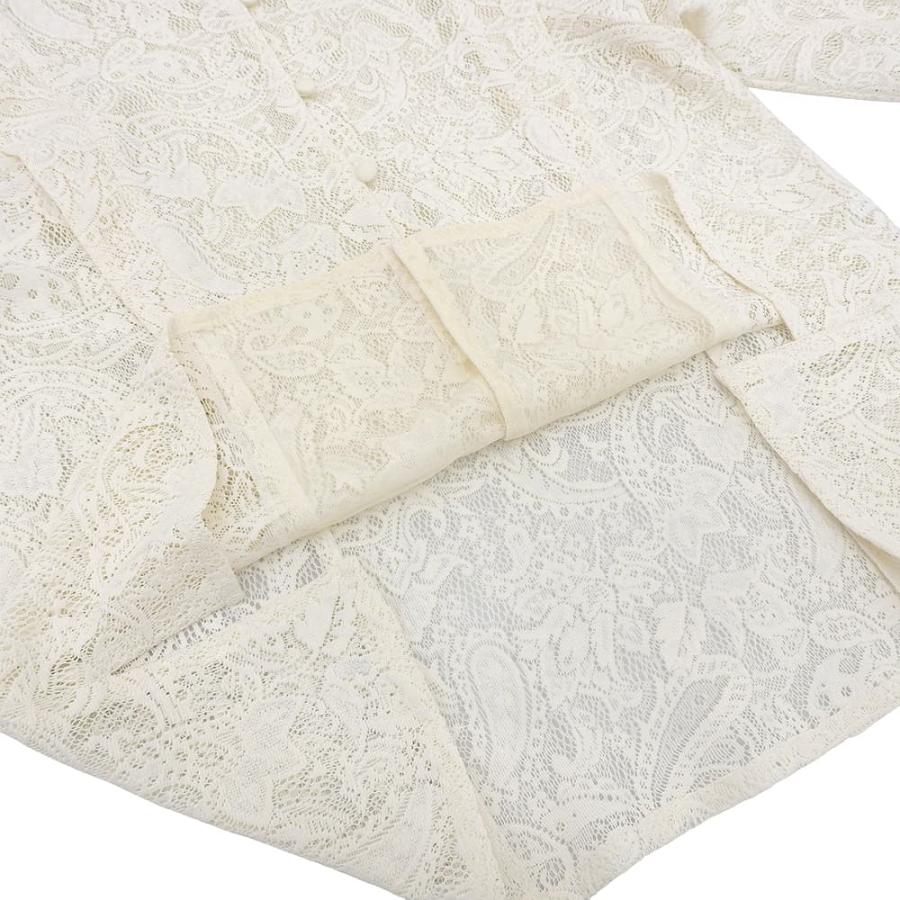 極美品】foufou フロントタックレースブラウス レース長袖ブラウス