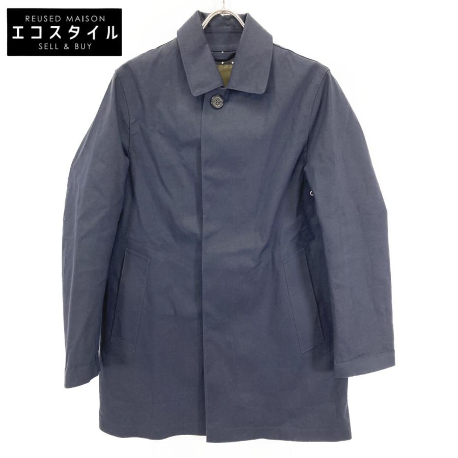 マッキントッシュ　ゴム引き ステンカラーコート ネイビー Mackintosh（マッキントッシュ） ネイビー 裏地ドット柄 マッキン ゴム